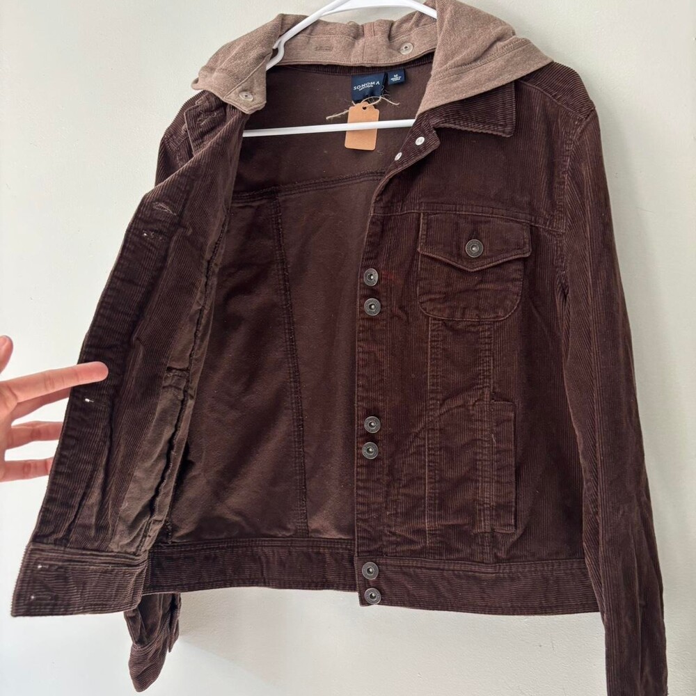 2K Boho Chocolate Brown Western Corduroy ButtonUp Streetwear Jacket Medium Large - Picture 5 of 8